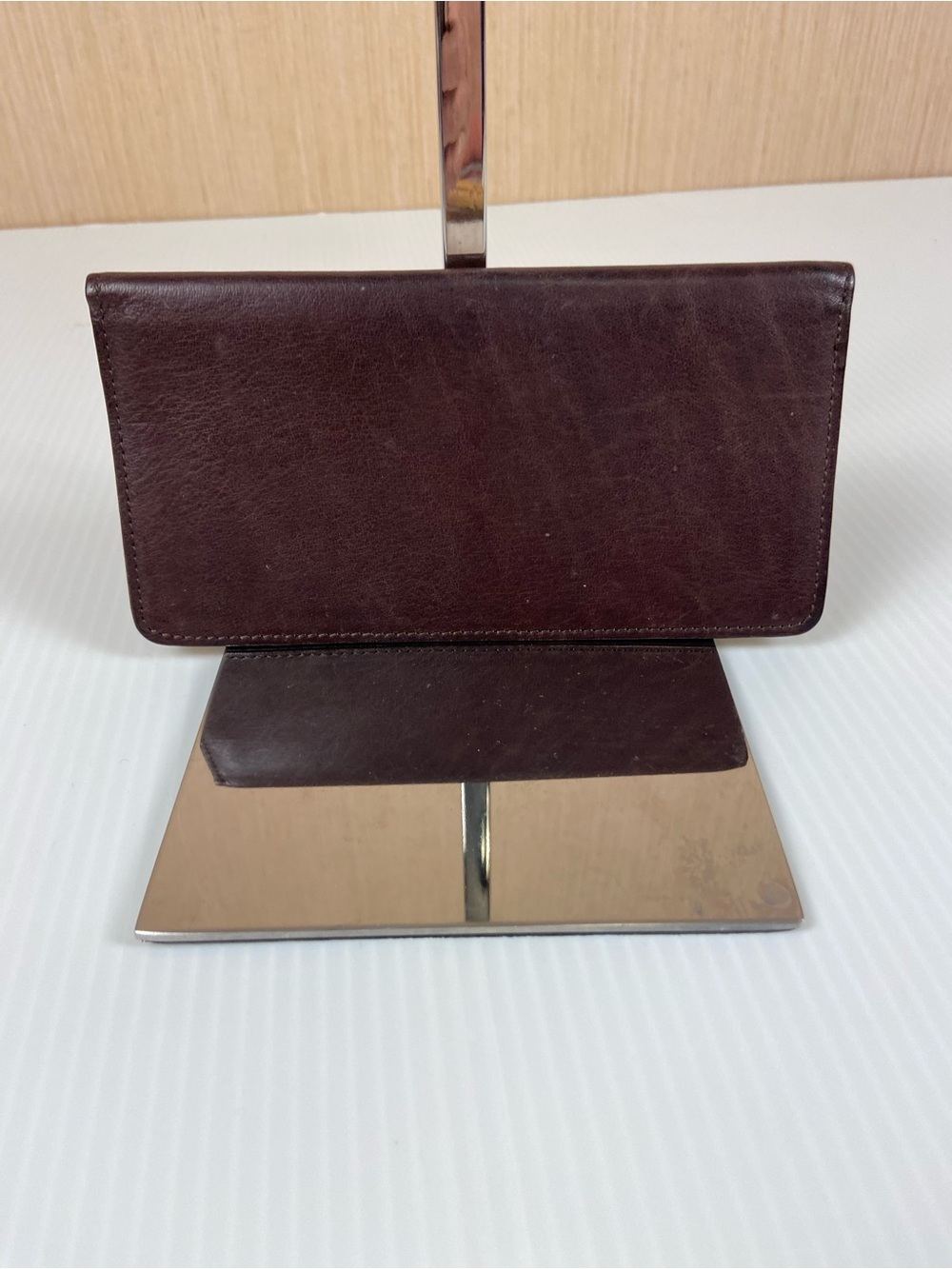 Fossil Brown Leather Checkbook Cover Wallet Card Holder Organizer